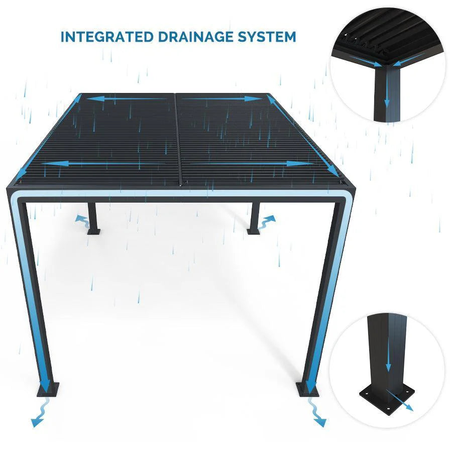 PURPLE LEAF Louvered Pergola Outdoor Aluminum Pergola with Adjustable Roof for Deck Backyard Garden Hardtop Gazebo