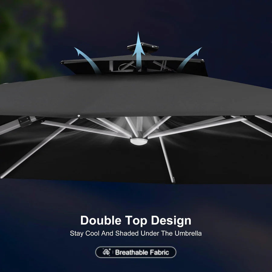 PURPLE LEAF Double Top Rectangle Outdoor LED Parasol