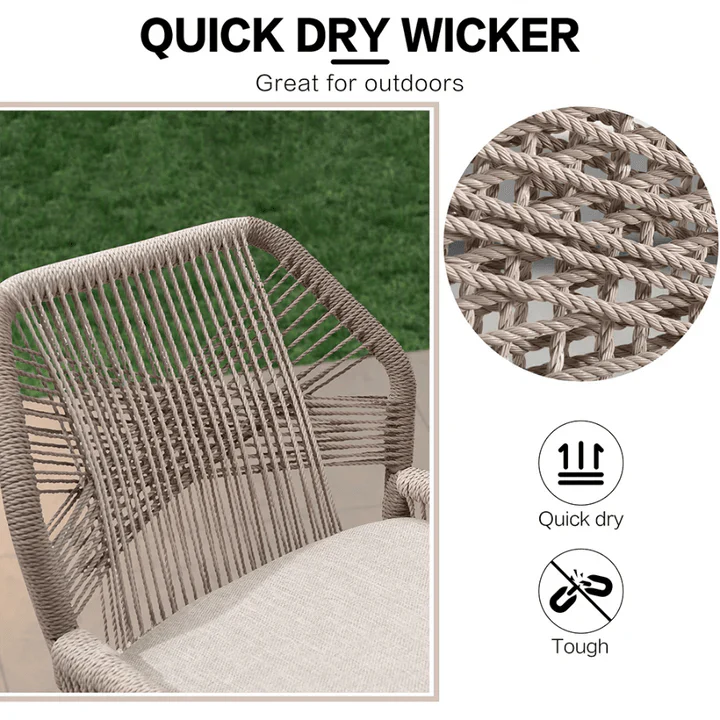 PURPLE LEAF Outdoor Bar Stool Set of 2, Wicker Rattan Bar stools with Back Aluminum Outside Garden Patio Bar Chairs