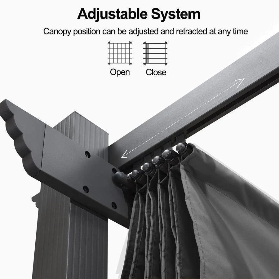 PURPLE LEAF Outdoor Retractable Pergola with Sun Shade Canopy Patio Aluminum Pergola for Garden