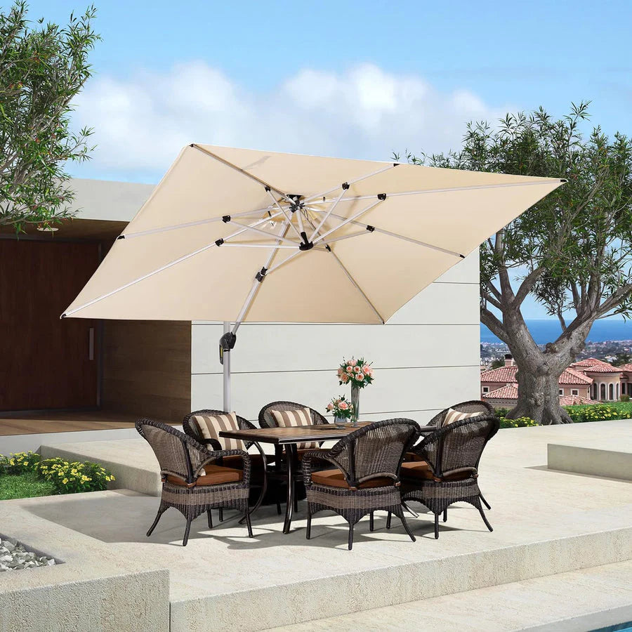 PURPLE LEAF Double Top Rectangle Outdoor Classic Umbrella