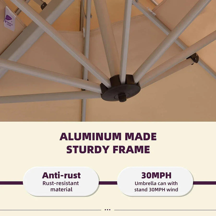 PURPLE LEAF Large Rectangular Porch Umbrella Outside Cantilever Patio Yard Umbrella