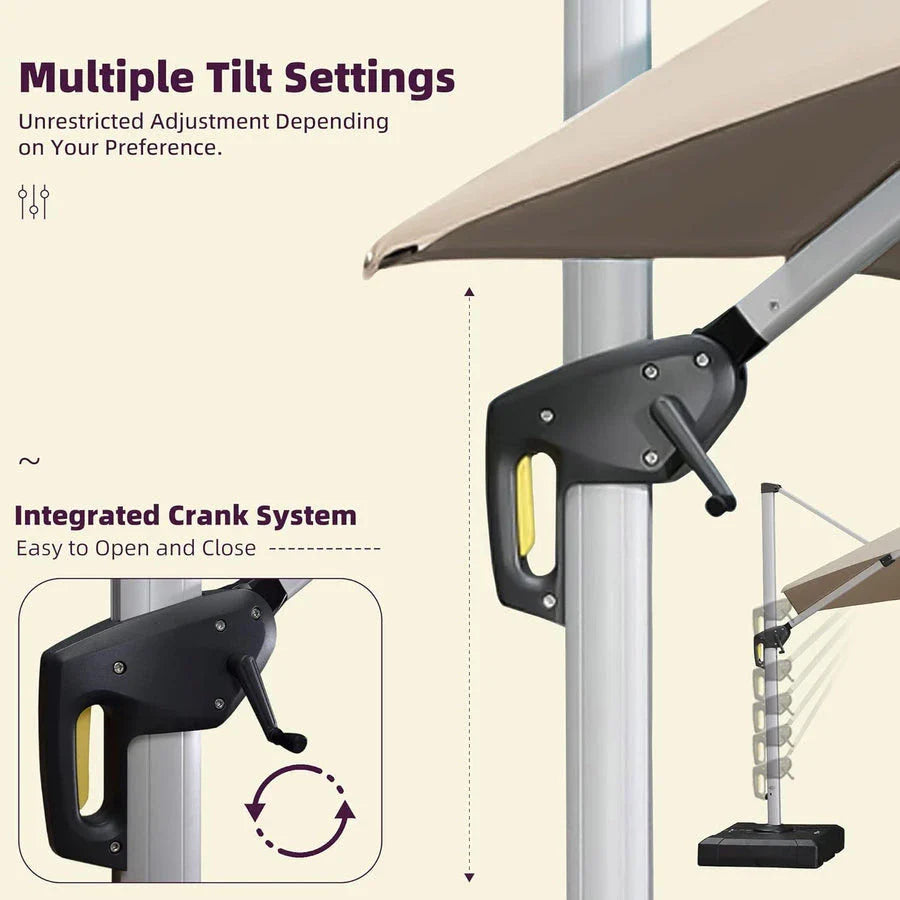 PURPLE LEAF Large Rectangular Porch Umbrella Outside Cantilever Patio Yard Umbrella