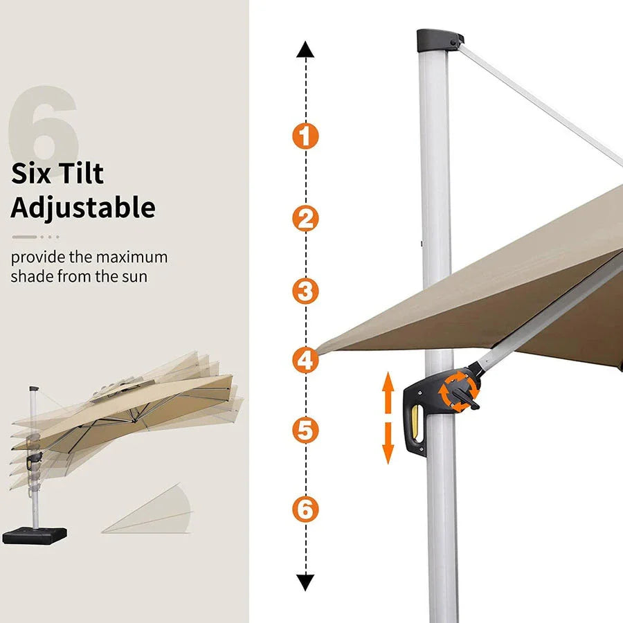 PURPLE LEAF Large Rectangular Porch Umbrella Outside Cantilever Patio Yard Umbrella