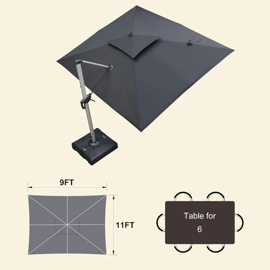 PURPLE LEAF Large Rectangular Porch Umbrella Outside Cantilever Patio Yard Umbrella