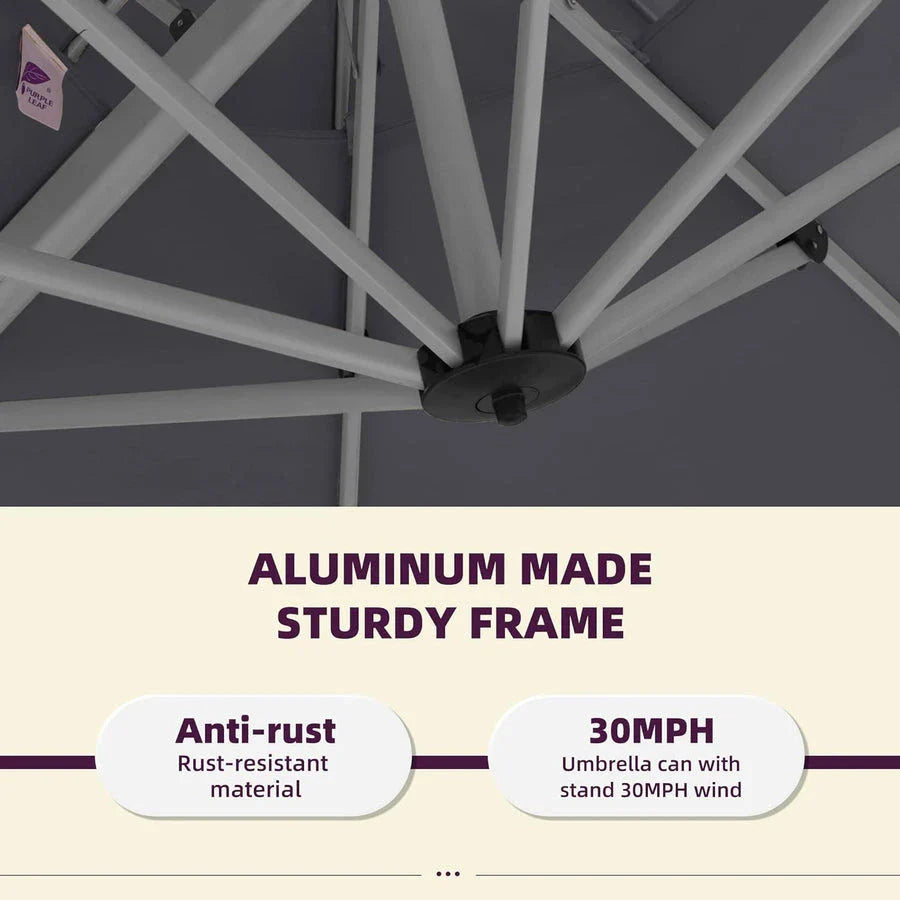 PURPLE LEAF Large Rectangular Porch Umbrella Outside Cantilever Patio Yard Umbrella