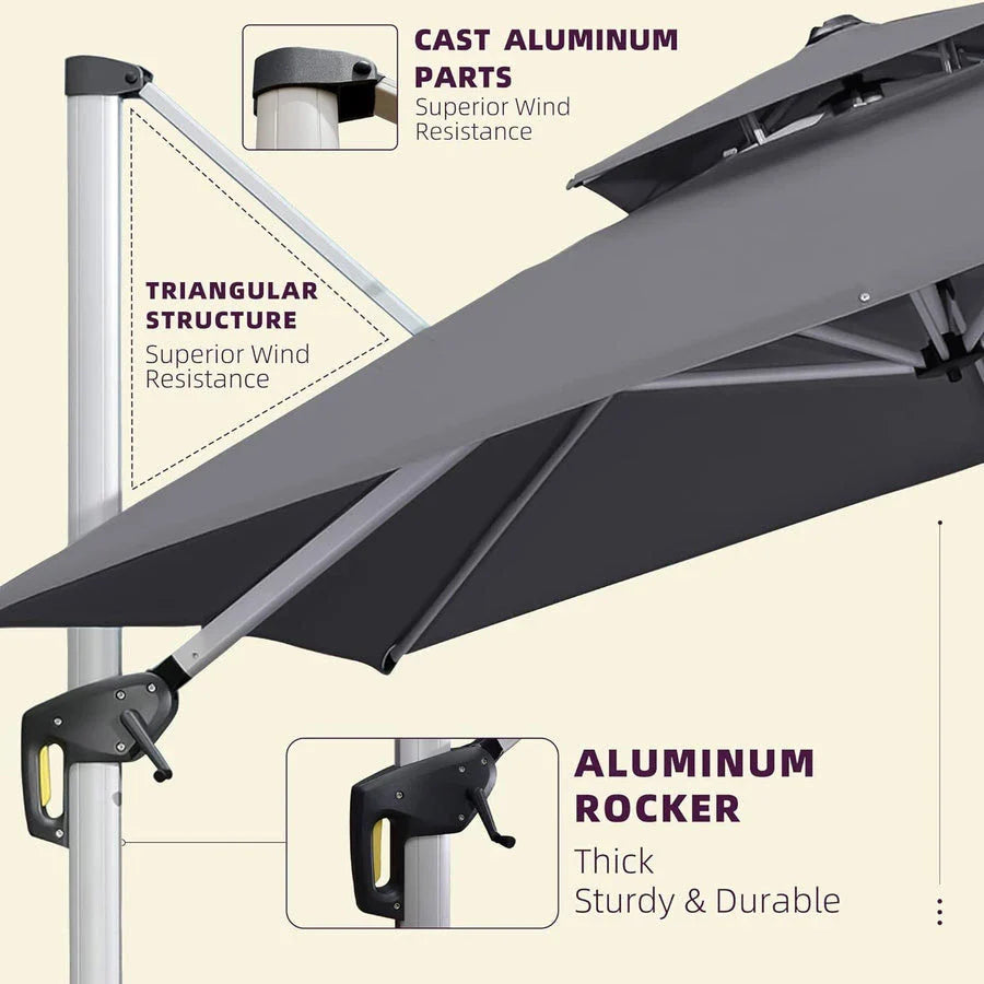 PURPLE LEAF Large Rectangular Porch Umbrella Outside Cantilever Patio Yard Umbrella