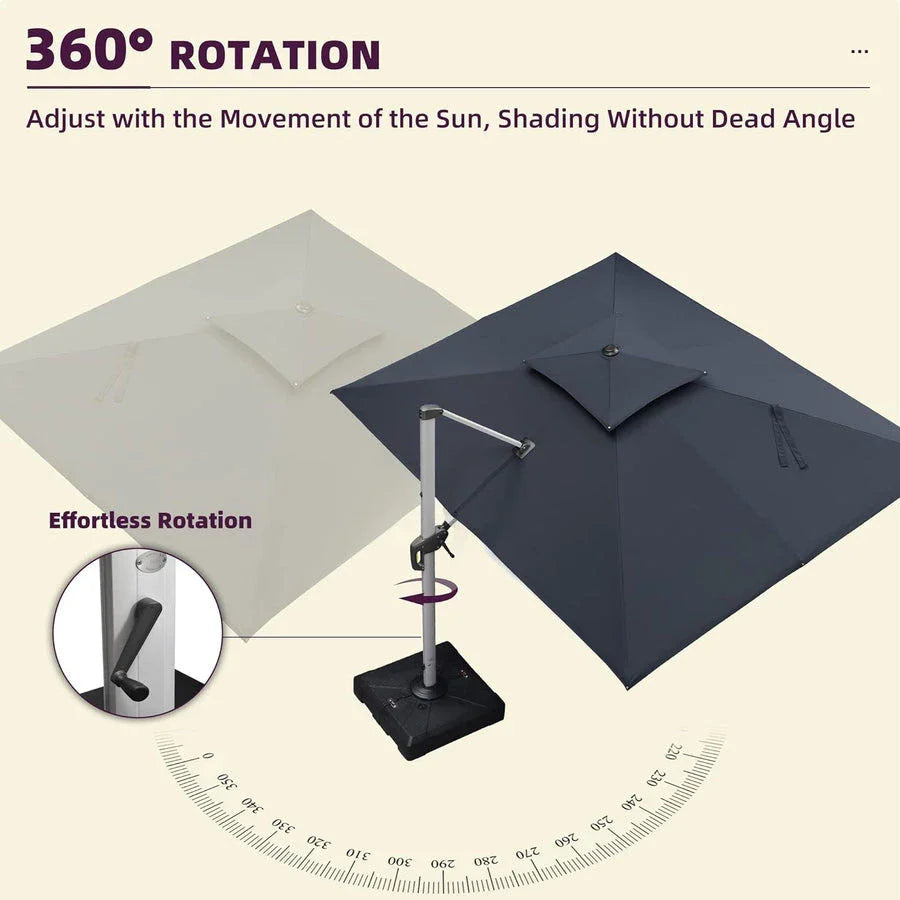 PURPLE LEAF Large Rectangular Porch Umbrella Outside Cantilever Patio Yard Umbrella