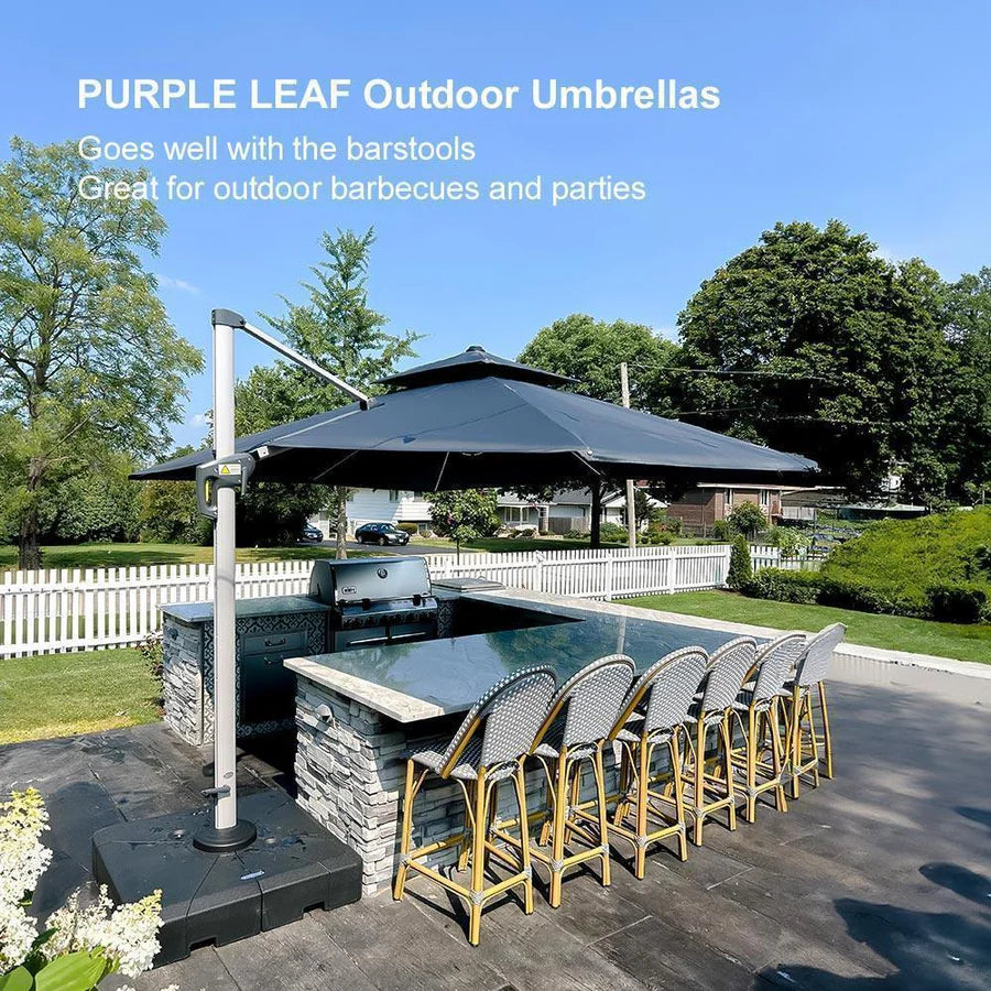 PURPLE LEAF Large Rectangular Porch Umbrella Outside Cantilever Patio Yard Umbrella