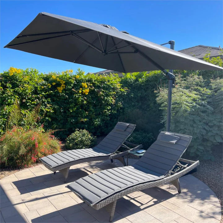 PURPLE LEAF Outdoor Umbrella Square Aluminium Cantilever Umbrella with 360° Rotation for Garden pool beach