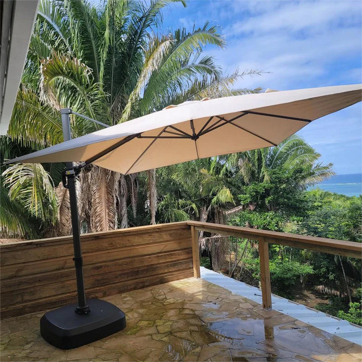 PURPLE LEAF Outdoor Umbrella Square Aluminium Cantilever Umbrella with 360° Rotation for Garden pool beach