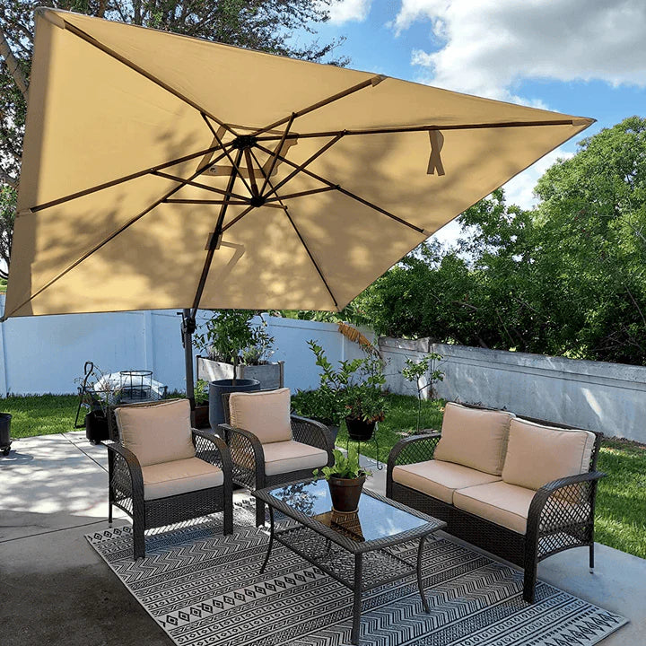 PURPLE LEAF Outdoor Umbrella Square Aluminium Cantilever Umbrella with 360° Rotation for Garden pool beach