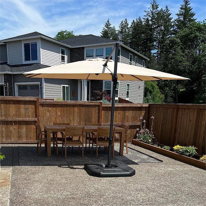 PURPLE LEAF Outdoor Umbrella Square Aluminium Cantilever Umbrella with 360° Rotation for Garden pool beach