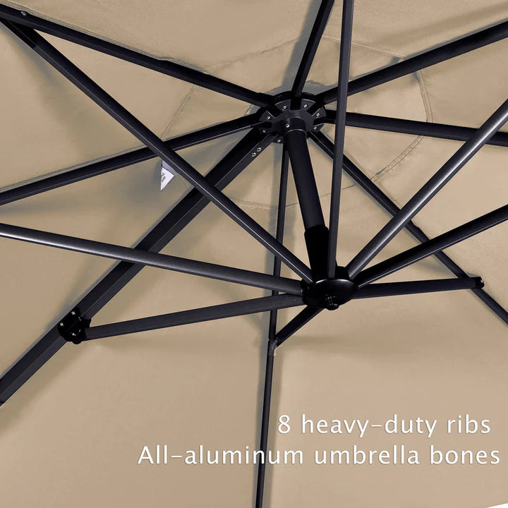 PURPLE LEAF Outdoor Umbrella Square Aluminium Cantilever Umbrella with 360° Rotation for Garden pool beach