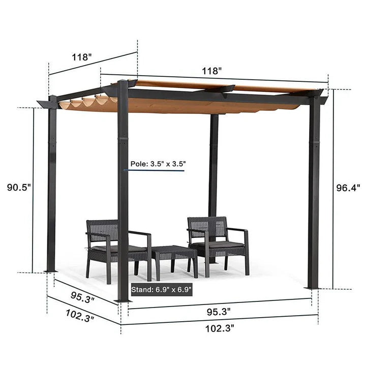 PURPLE LEAF Retractable Pergola with Double Sun Shade Canopy Heavy-Duty Aluminum Pergola