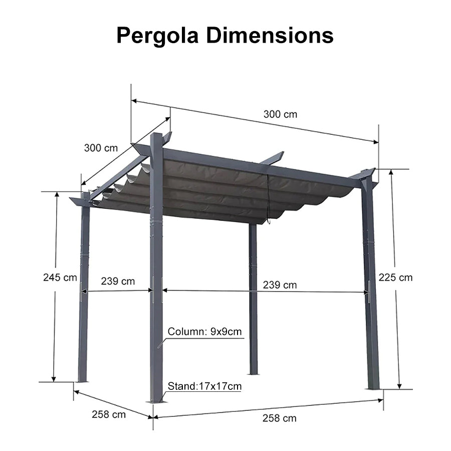 PURPLE LEAF Patio Retractable Pergola with Shade Canopy Modern Grill Gazebo Metal Shelter Pavilion for Porch Deck Garden Backyard Outdoor Pergola