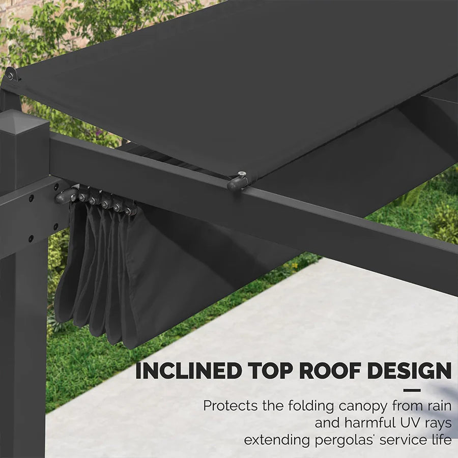 PURPLE LEAF Retractable Pergola with Double Sun Shade Canopy Heavy-Duty Aluminum Pergola