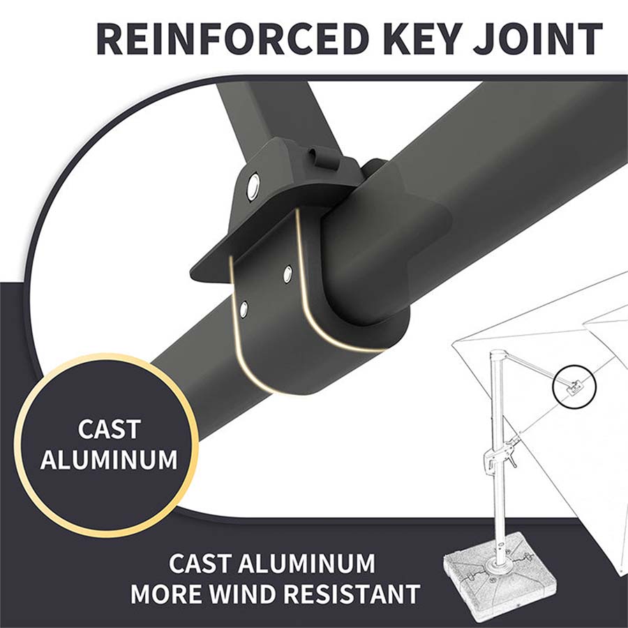 PURPLE LEAF Outdoor Umbrella Rectangle Aluminium Cantilever Umbrella with 360° Rotation for Garden pool beach