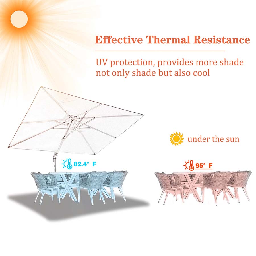 PURPLE LEAF Outdoor Umbrella Rectangle Aluminium Cantilever Umbrella with 360° Rotation for Garden pool beach