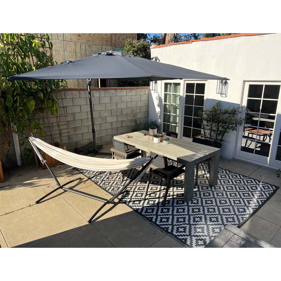 PURPLE LEAF Outdoor Umbrella Rectangle Aluminium Cantilever Umbrella with 360° Rotation for Garden pool beach