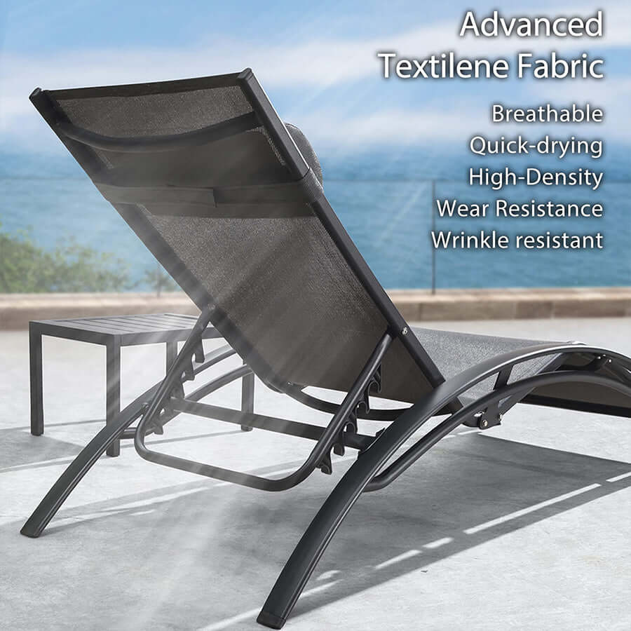 PURPLE LEAF Patio Chaise Lounge Set Outside Side Table Included for Beach Pool Sunbathing Lawn