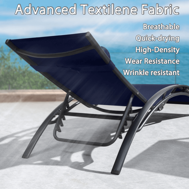 PURPLE LEAF Patio Chaise Lounge Set Outside Side Table Included for Beach Pool Sunbathing Lawn
