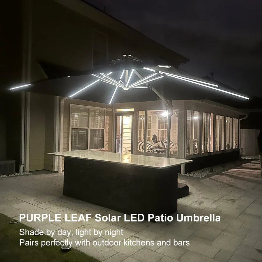 PURPLE LEAF Double Top Rectangle Outdoor LED Parasol