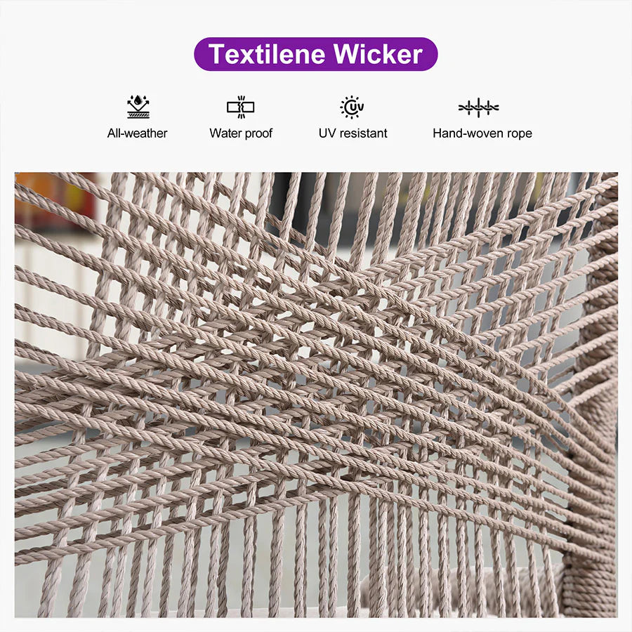 PURPLE LEAF Outdoor Bar Stool Set of 2, Wicker Rattan Bar stools with Back Aluminum Outside Garden Patio Bar Chairs