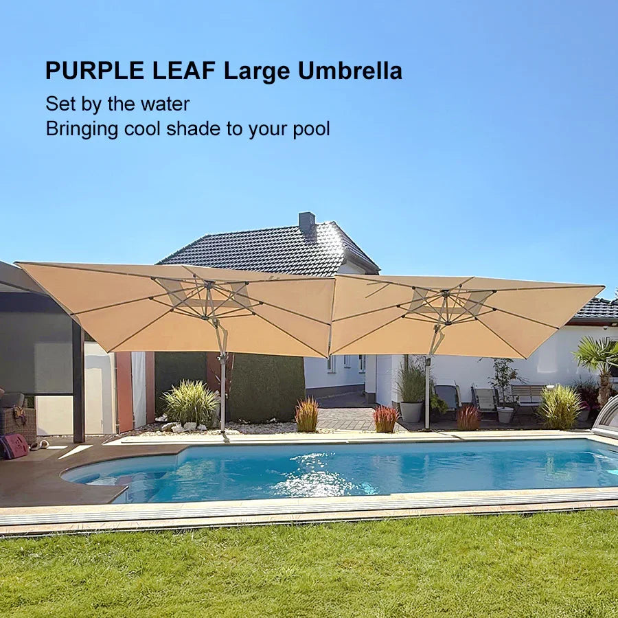 PURPLE LEAF Large Rectangular Porch Umbrella Outside Cantilever Patio Yard Umbrella