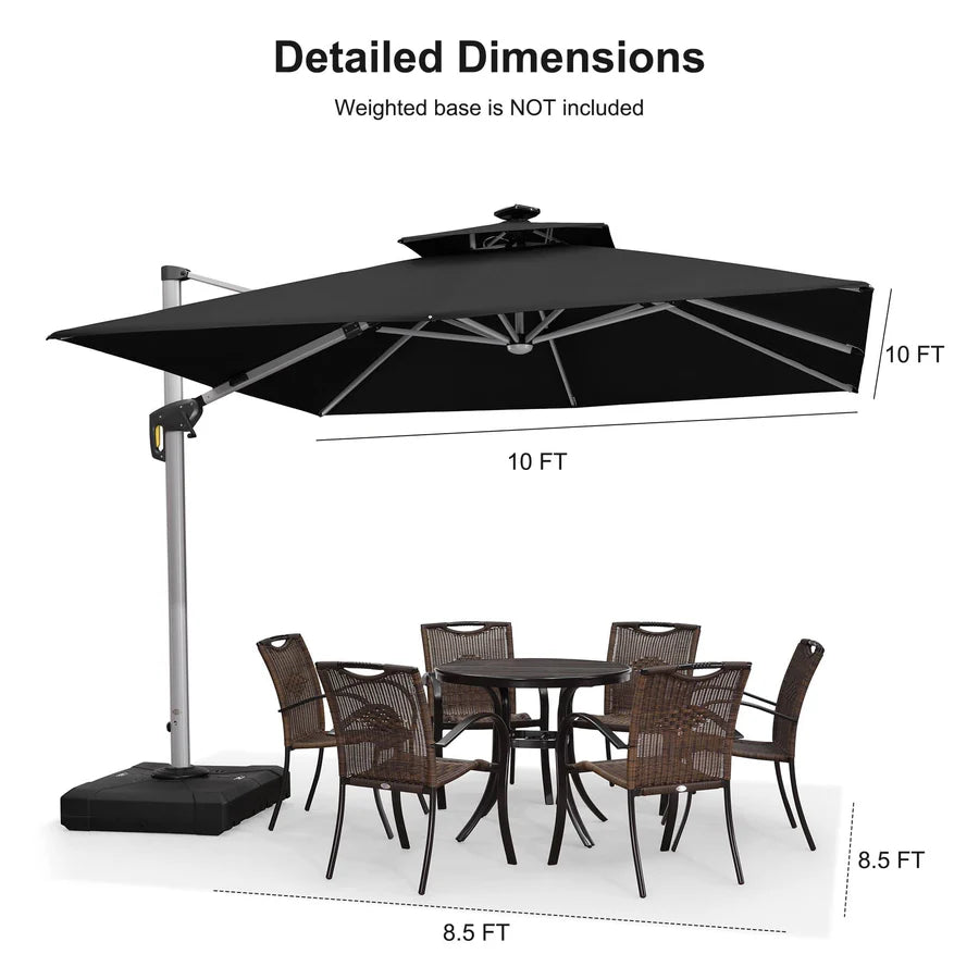 PURPLE LEAF Double Top Square Outdoor LED Umbrellas