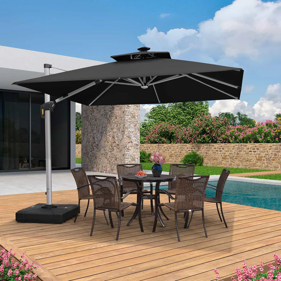 PURPLE LEAF Double Top Square Outdoor LED Umbrellas