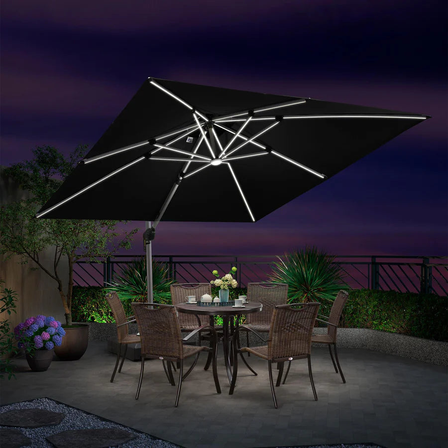 PURPLE LEAF Double Top Square Outdoor LED Umbrellas