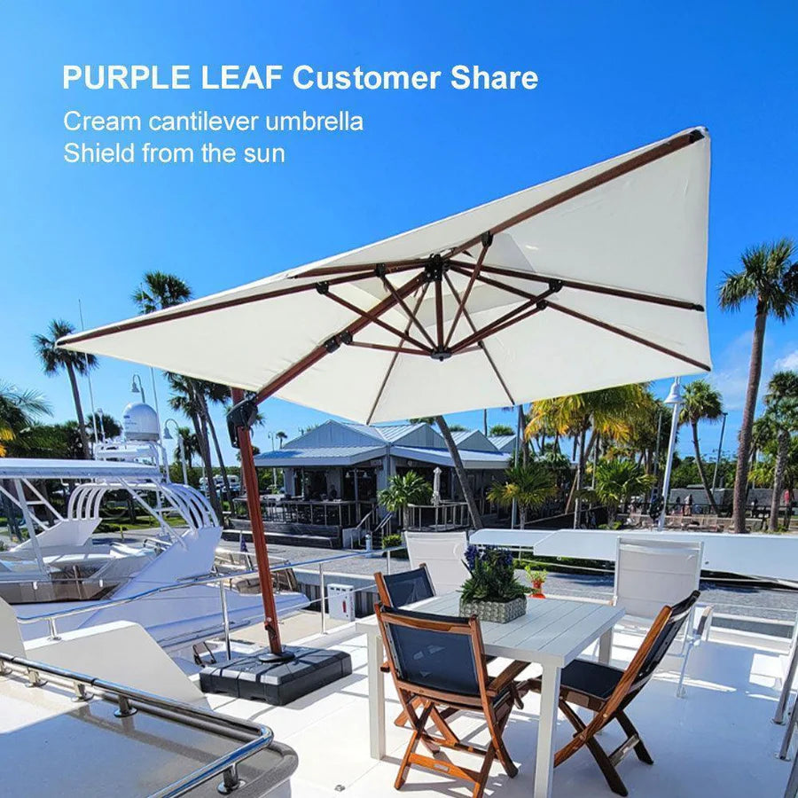 PURPLE LEAF Double Top Square Aluminium Umbrellas in Wood Color