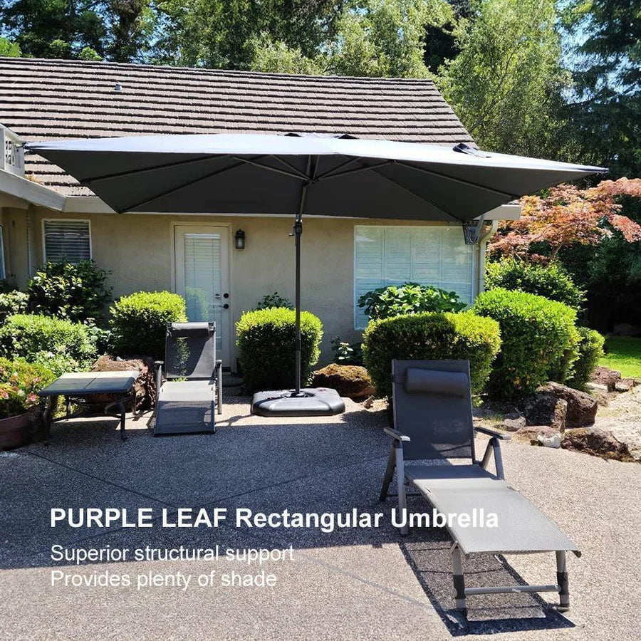PURPLE LEAF Outdoor Umbrella Square Aluminium Cantilever Umbrella with 360° Rotation for Garden pool beach