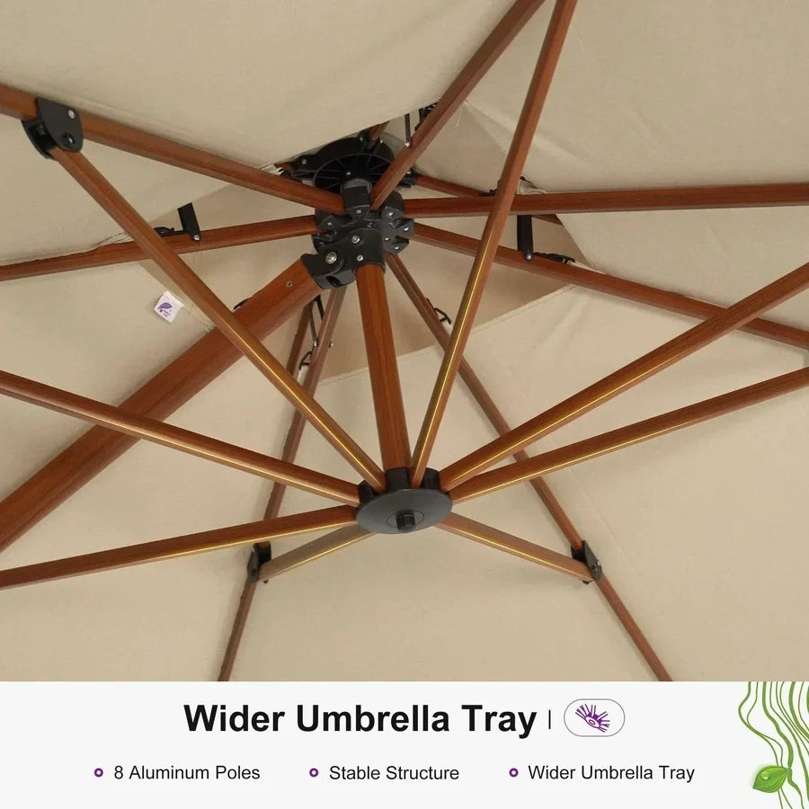 PURPLE LEAF Double Top Square Aluminium Umbrellas in Wood Color