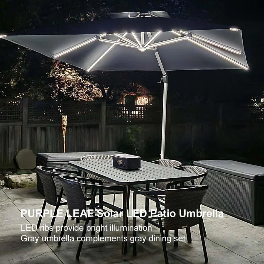 PURPLE LEAF Double Top Square Outdoor LED Umbrellas