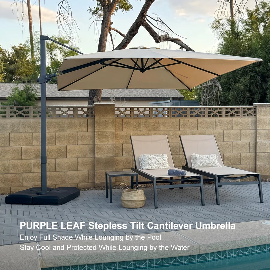 PURPLE LEAF Stepless Tilt Cantilever Umbrella Affordable Outdoor Patio Umbrella