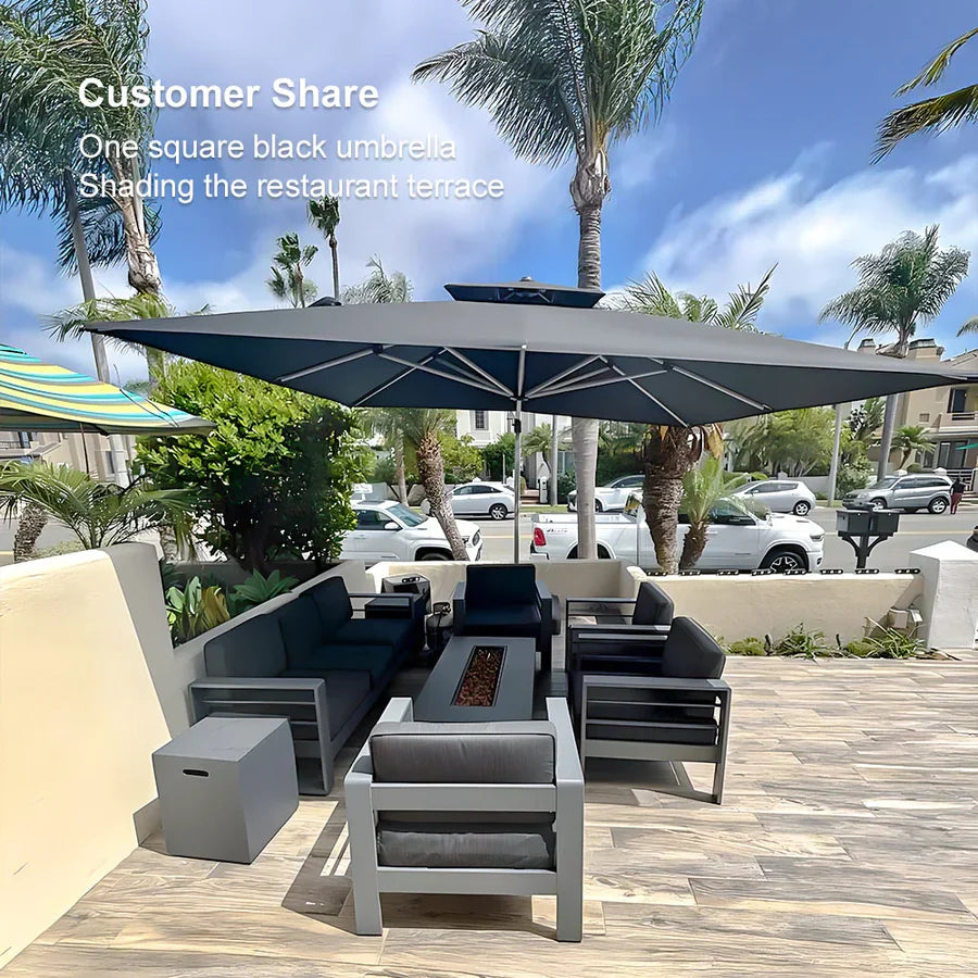 PURPLE LEAF Double Top 360° Rotation Windproof Square Cantilever Patio Classic Umbrella