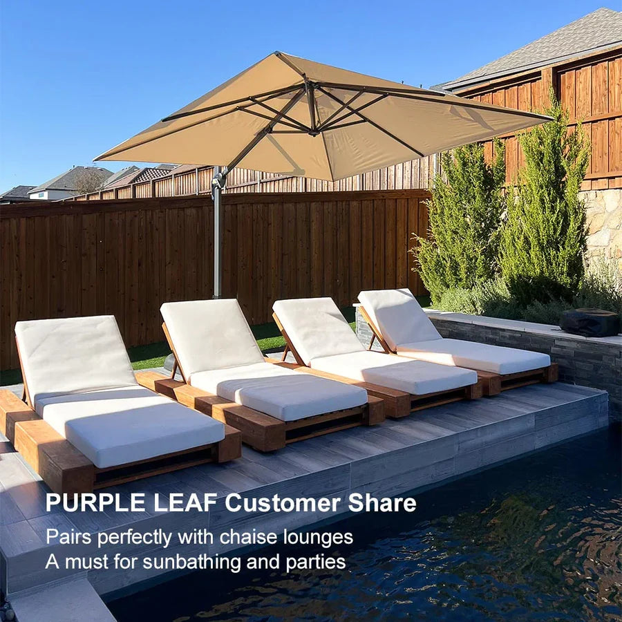 PURPLE LEAF Outdoor Umbrella Square Aluminium Cantilever Umbrella with 360° Rotation for Garden pool beach