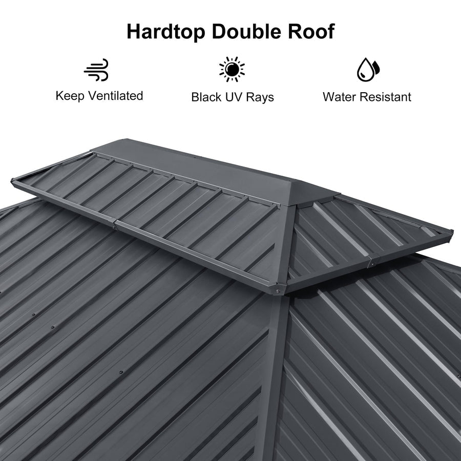 PURPLE LEAF Luxury Patio Gazebo for Backyard Upgraded Heavy Duty Galvanized Steel Roof Enhanced Stability and Premium Curtains