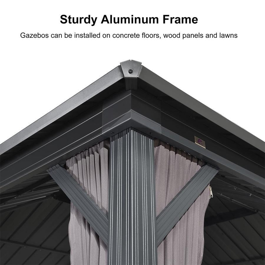 PURPLE LEAF Luxury Patio Gazebo for Backyard Upgraded Heavy Duty Galvanized Steel Roof Enhanced Stability and Premium Curtains