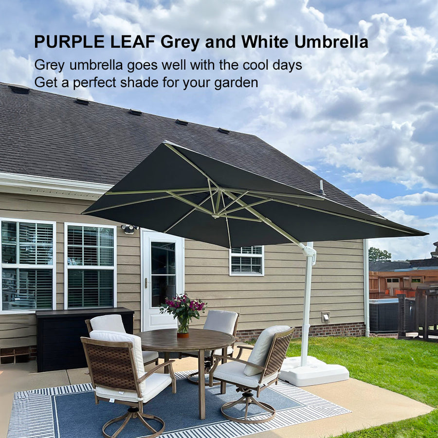 PURPLE LEAF White Outdoor Patio Umbrella Offset Umbrellas