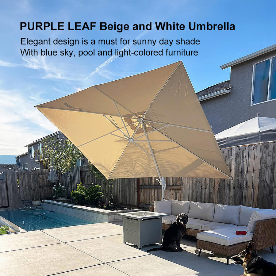 PURPLE LEAF White Outdoor Patio Umbrella Offset Umbrellas