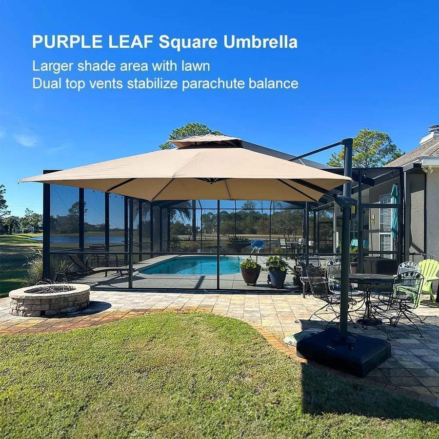 PURPLE LEAF Double Top Square Outdoor Standing Umbrella