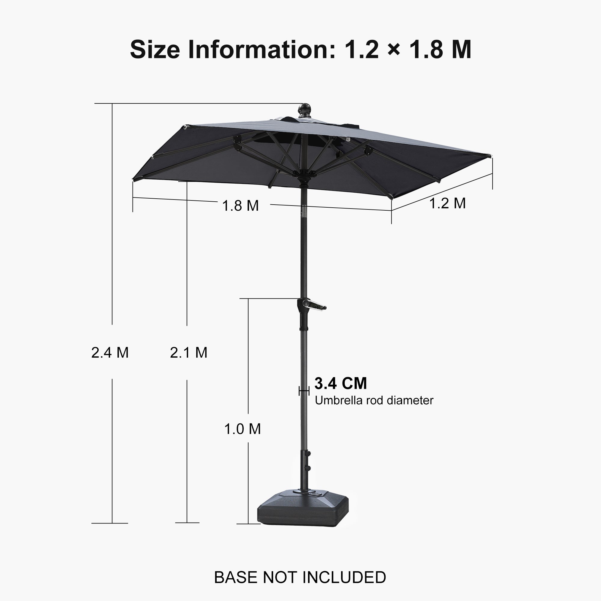 PURPLE LEAF Porch Table Umbrella with Crank and Tilt, Market Patio Umbrella