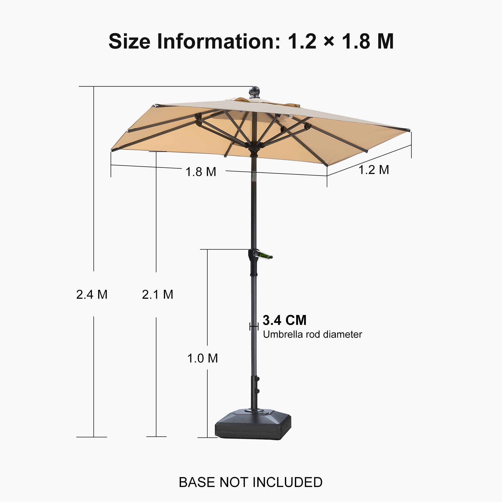 PURPLE LEAF Porch Table Umbrella with Crank and Tilt, Market Patio Umbrella