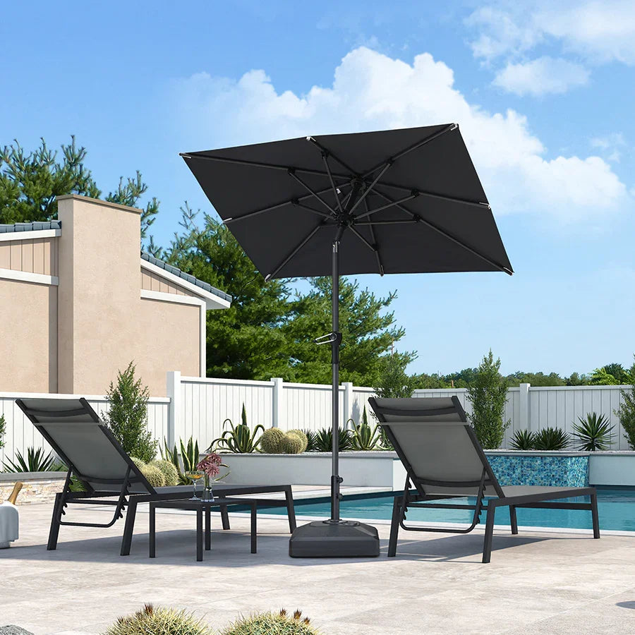 PURPLE LEAF Porch Table Umbrella with Crank and Tilt, Market Patio Umbrella