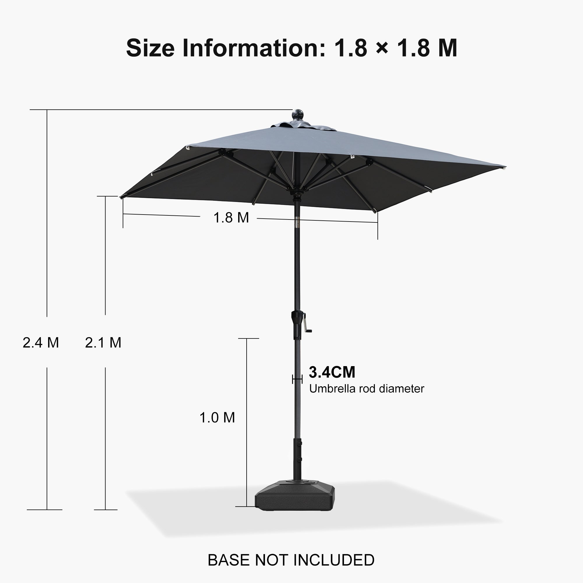 PURPLE LEAF Porch Table Umbrella with Crank and Tilt, Market Patio Umbrella