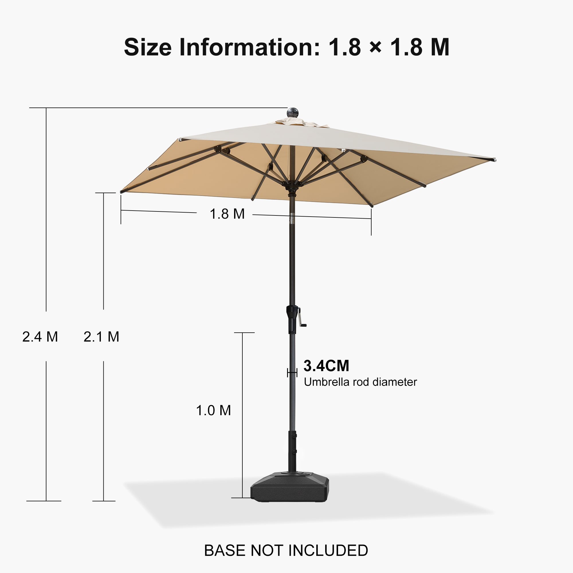 PURPLE LEAF Porch Table Umbrella with Crank and Tilt, Market Patio Umbrella
