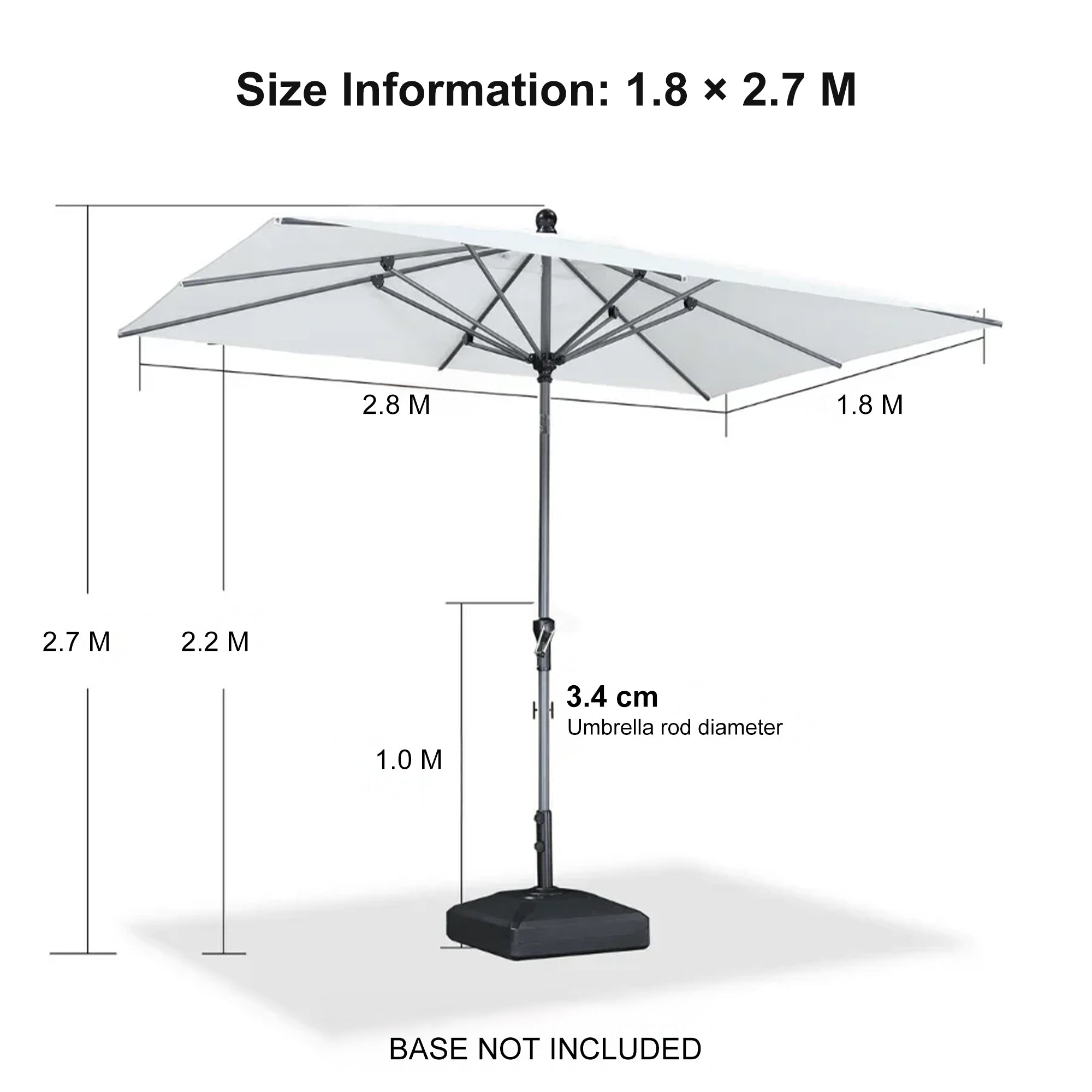 PURPLE LEAF Porch Table Umbrella with Crank and Tilt, Market Patio Umbrella